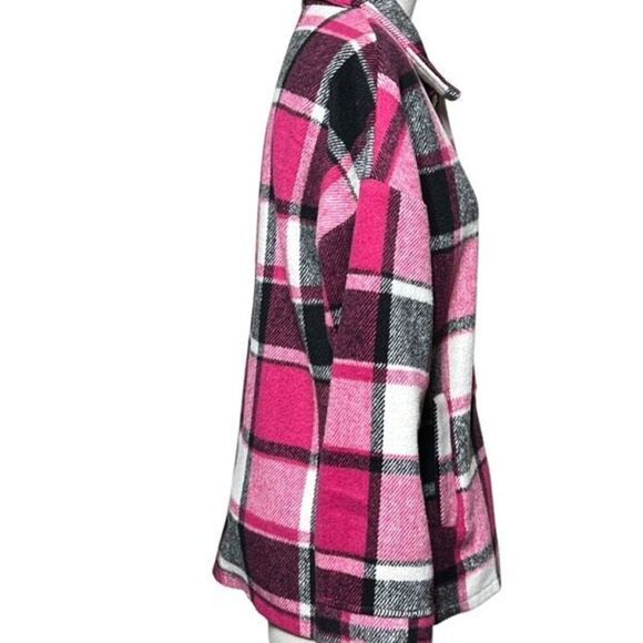 Women's Pink Plaid Flannel Oversize Shacket Size XS - Picture 2 of 5